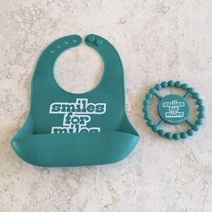 Bella Tunno Silicone Teal Bib and Teether Set